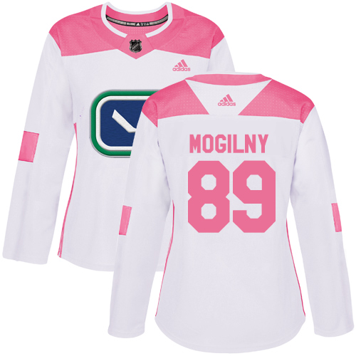 Adidas Canucks #89 Alexander Mogilny White/Pink Authentic Fashion Women's Stitched NHL Jersey